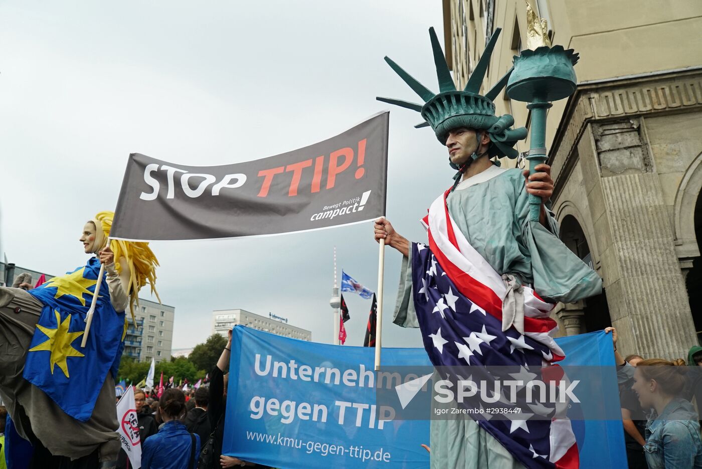 Protest rally against Transatlantic Trade and Investment Partnership (TTIP) in Berlin