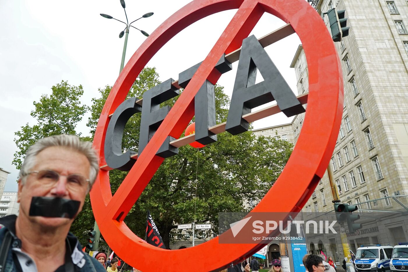 Protest rally against Transatlantic Trade and Investment Partnership (TTIP) in Berlin