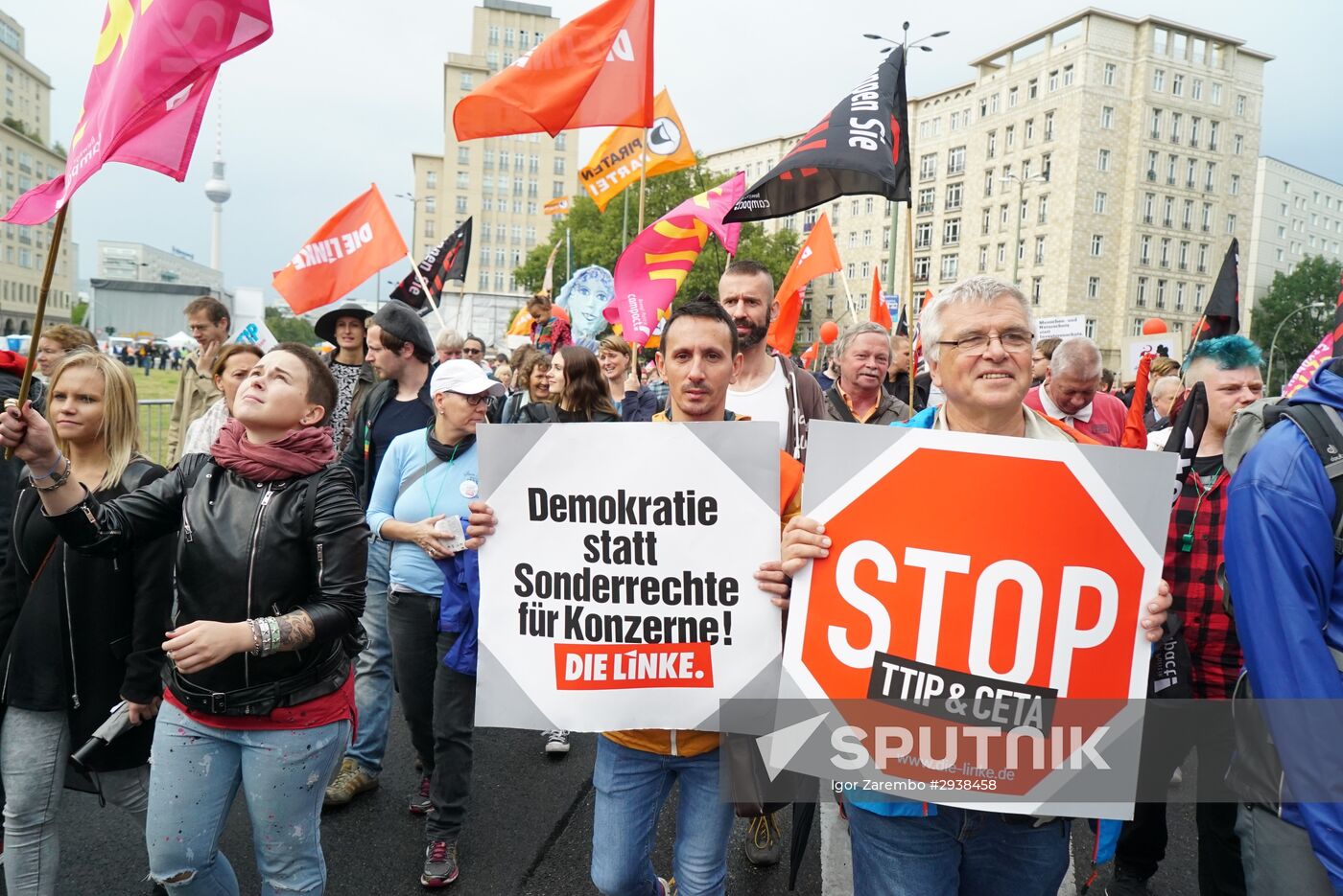 Protest rally against Transatlantic Trade and Investment Partnership (TTIP) in Berlin
