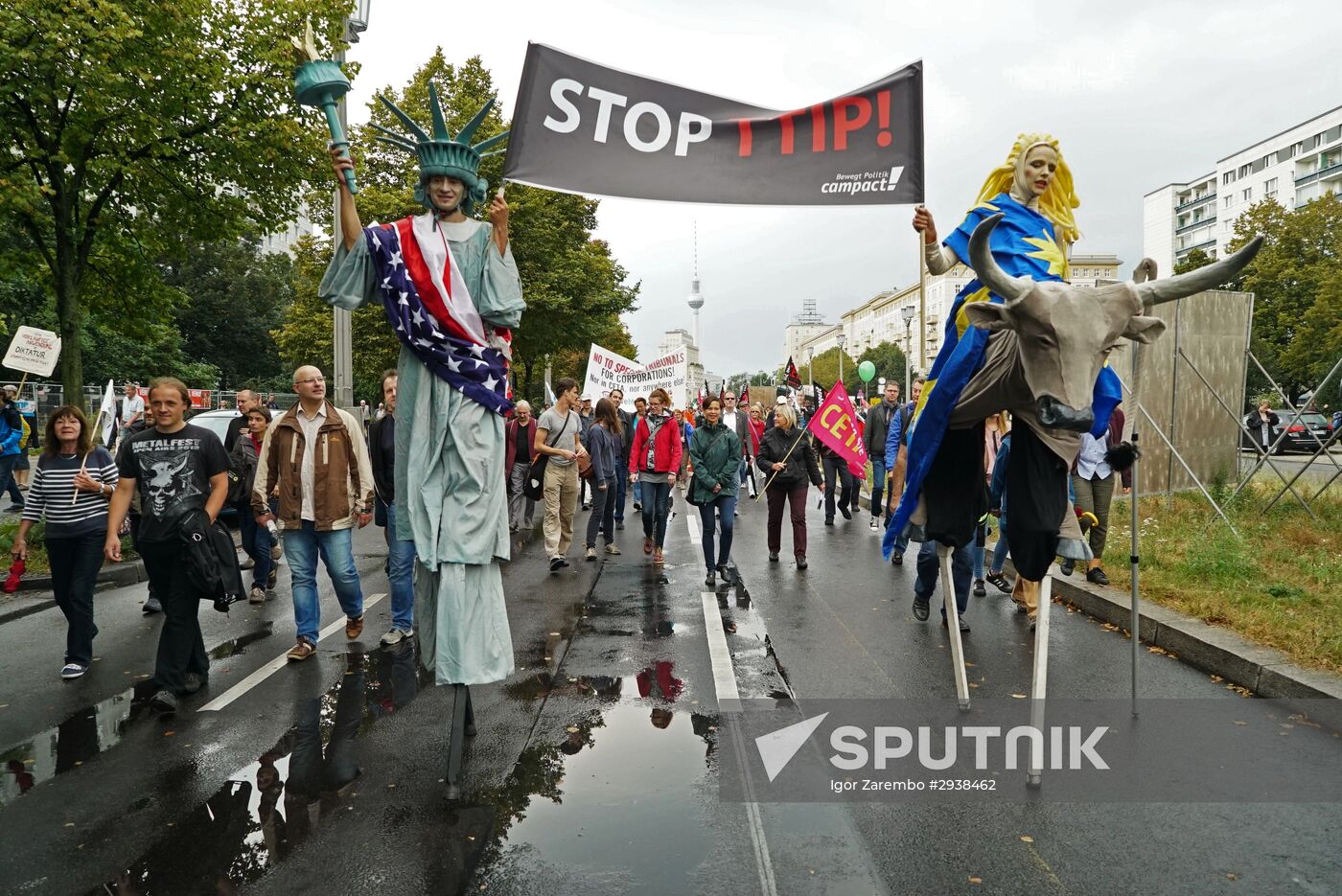 Protest rally against Transatlantic Trade and Investment Partnership (TTIP) in Berlin