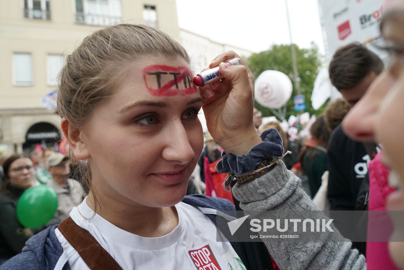 Protest rally against Transatlantic Trade and Investment Partnership (TTIP) in Berlin