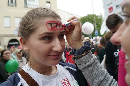 Protest rally against Transatlantic Trade and Investment Partnership (TTIP) in Berlin