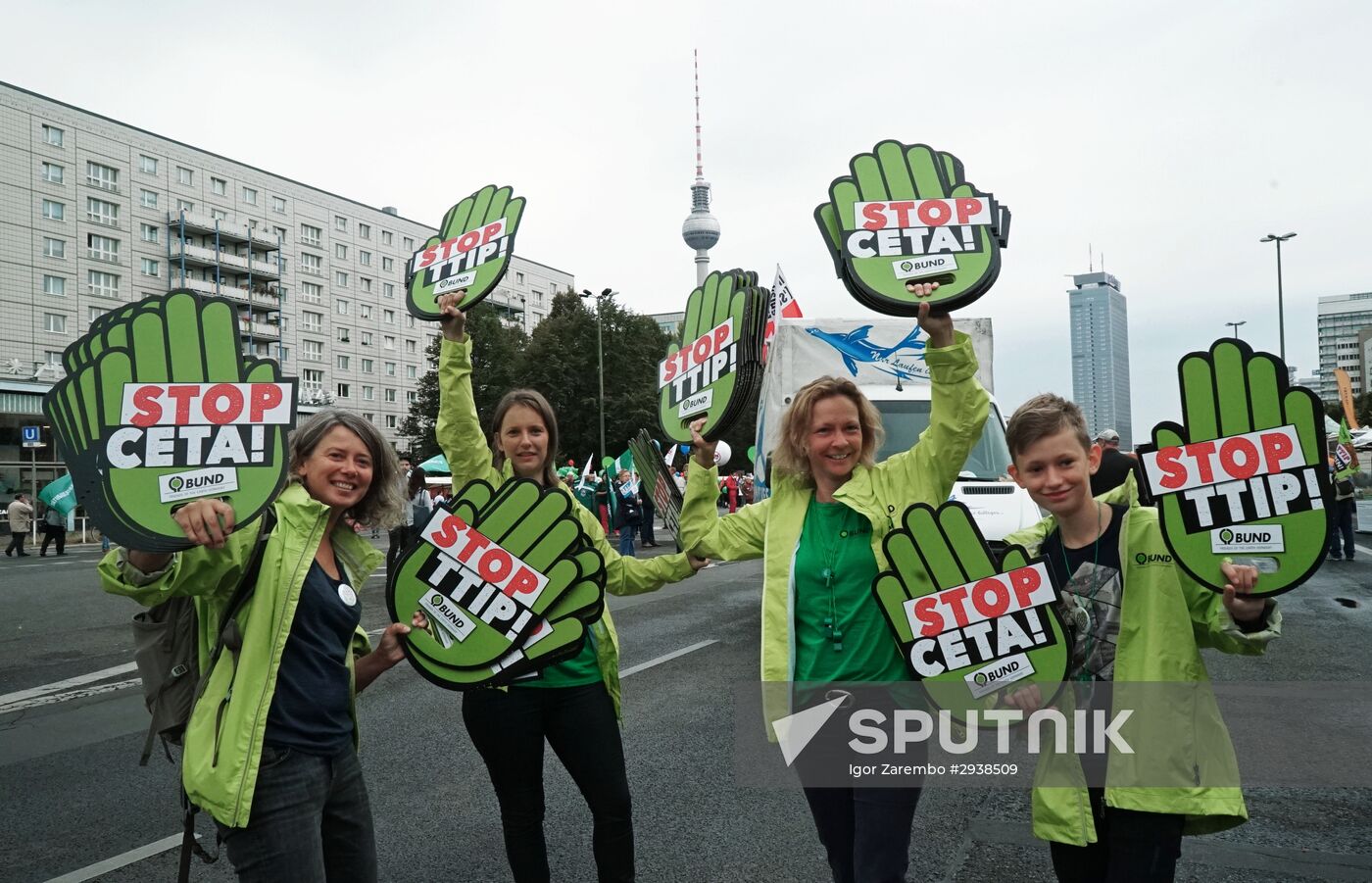 Protest rally against Transatlantic Trade and Investment Partnership (TTIP) in Berlin