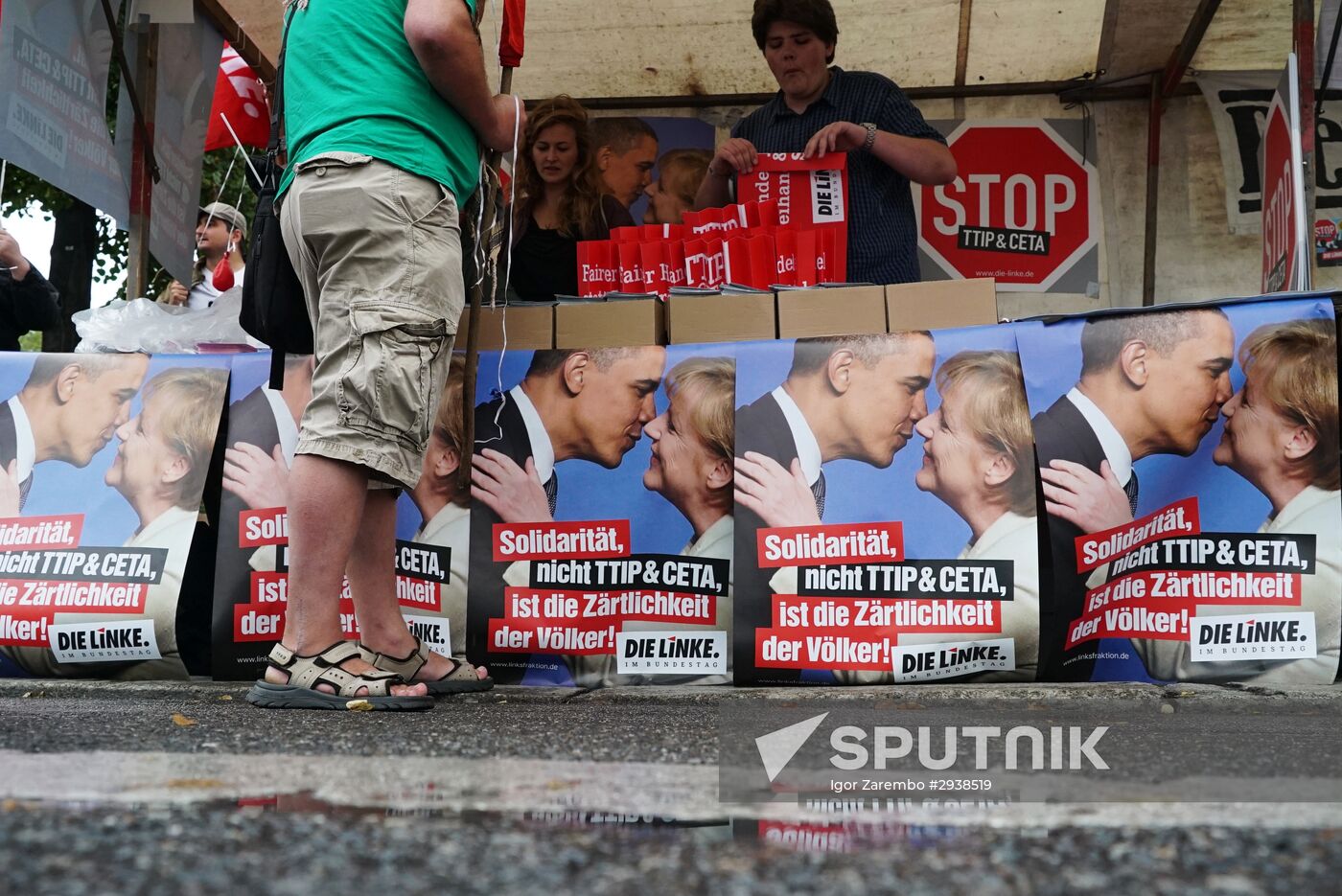 Protest rally against Transatlantic Trade and Investment Partnership (TTIP) in Berlin