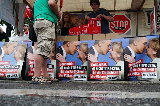 Protest rally against Transatlantic Trade and Investment Partnership (TTIP) in Berlin