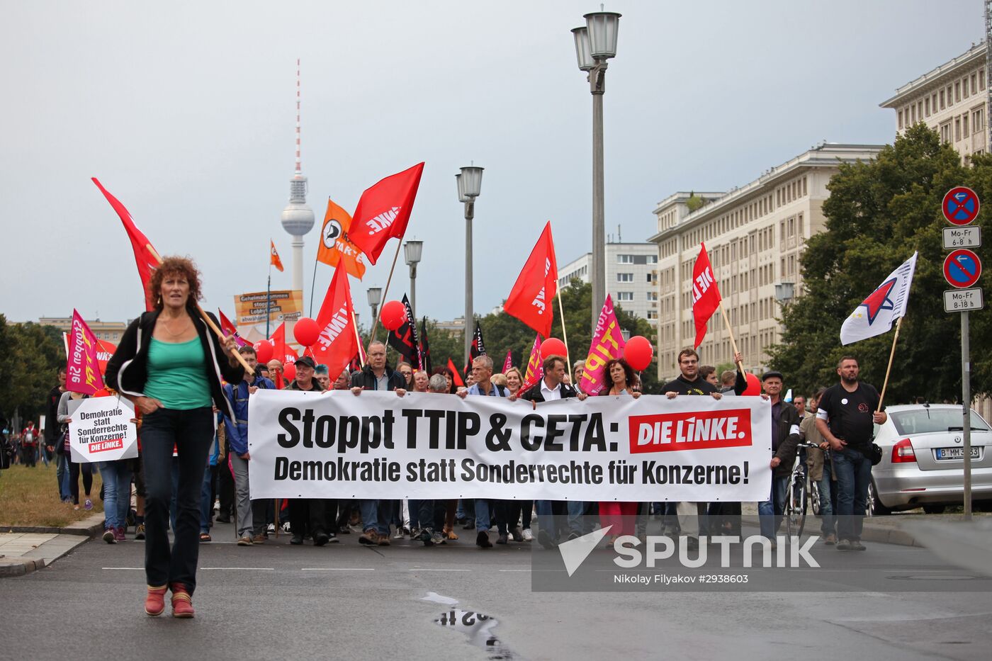 Protest rally against Transatlantic Trade and Investment Partnership (TTIP) in Berlin