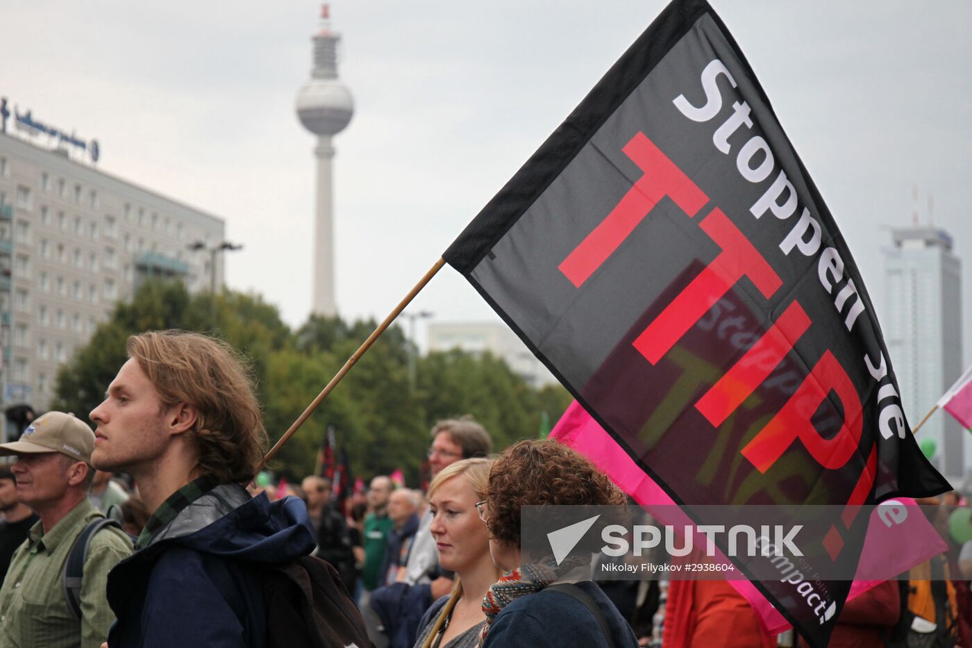Protest rally against Transatlantic Trade and Investment Partnership (TTIP) in Berlin