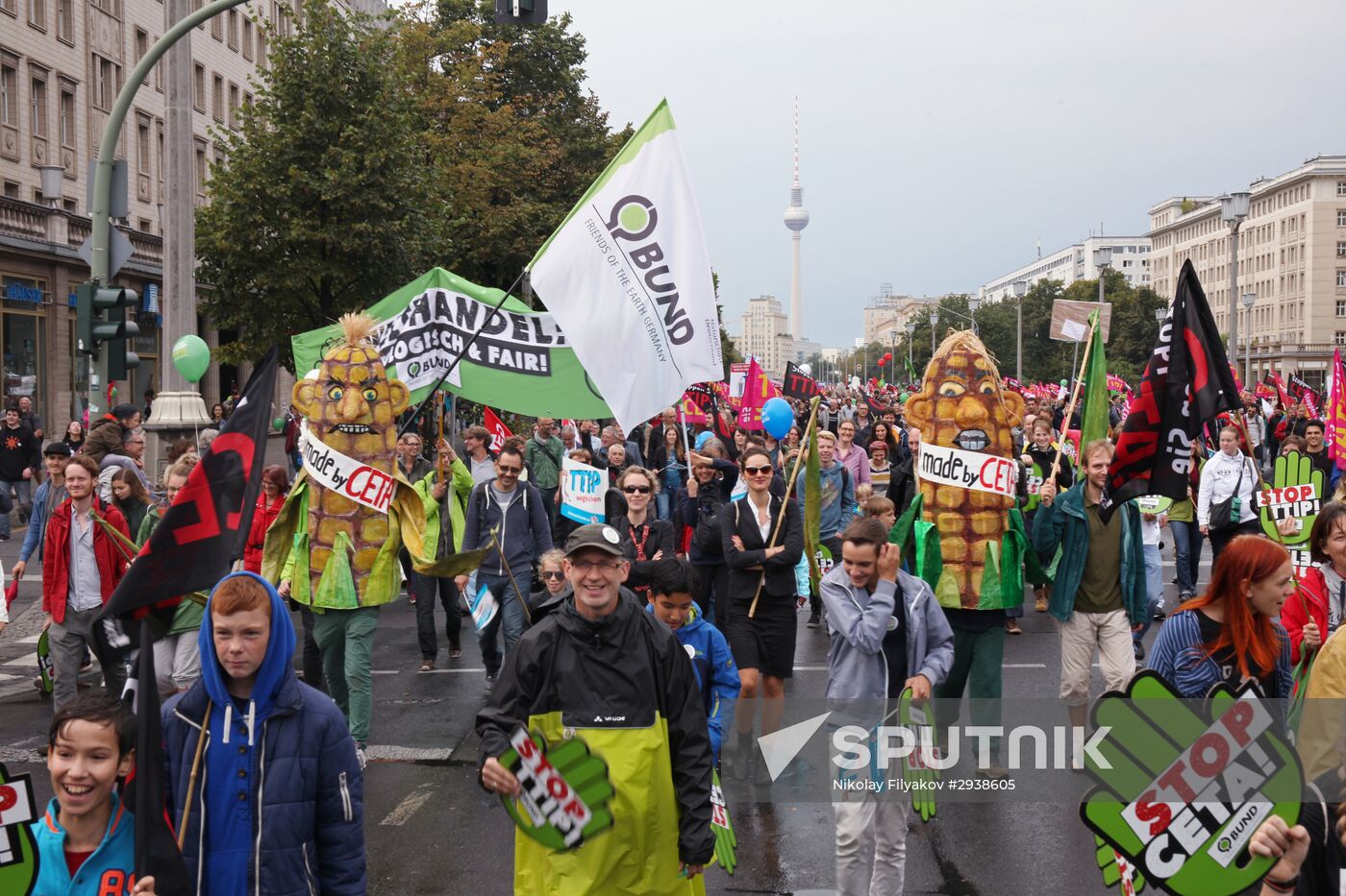 Protest rally against Transatlantic Trade and Investment Partnership (TTIP) in Berlin