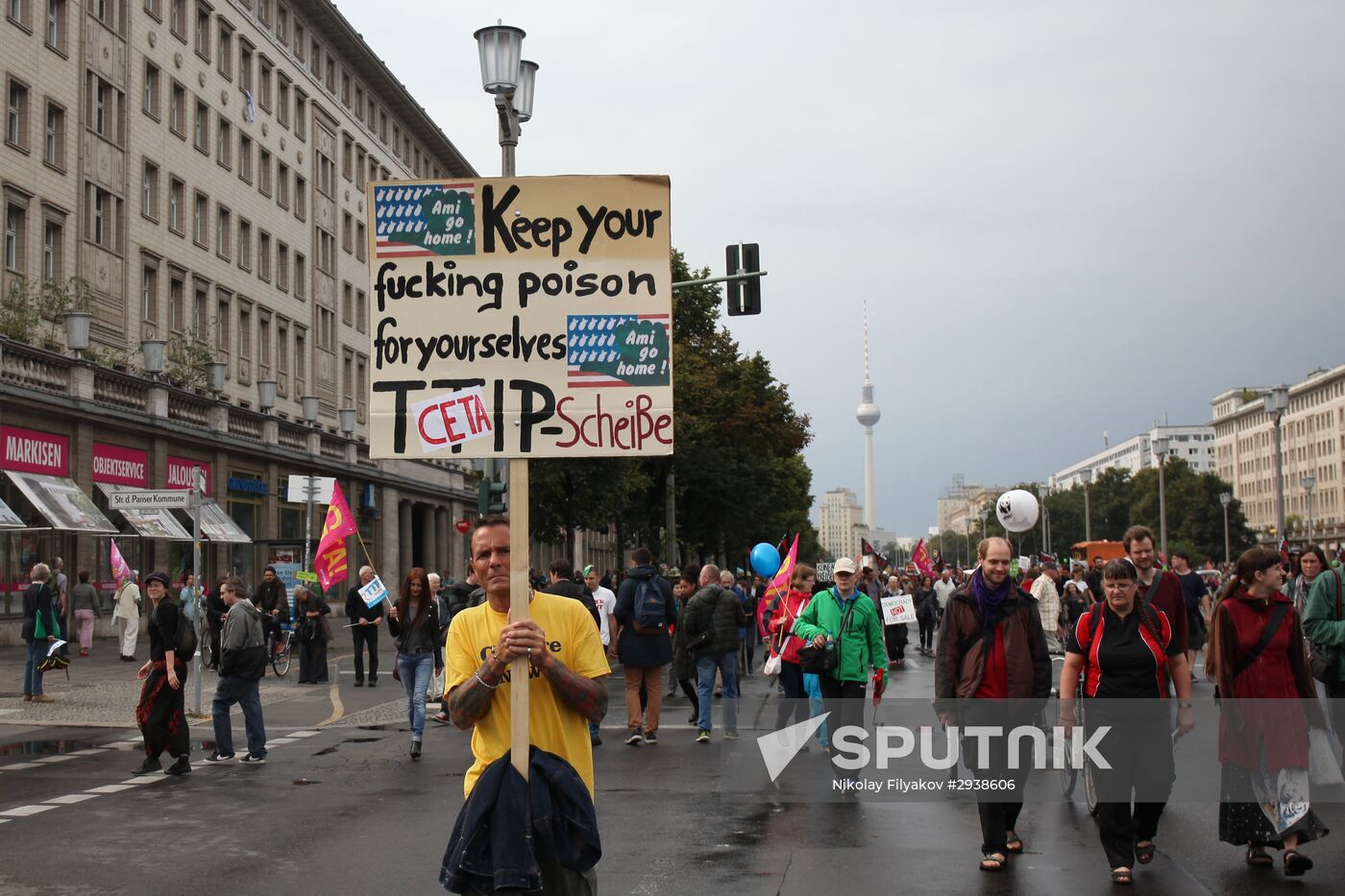 Protest rally against Transatlantic Trade and Investment Partnership (TTIP) in Berlin