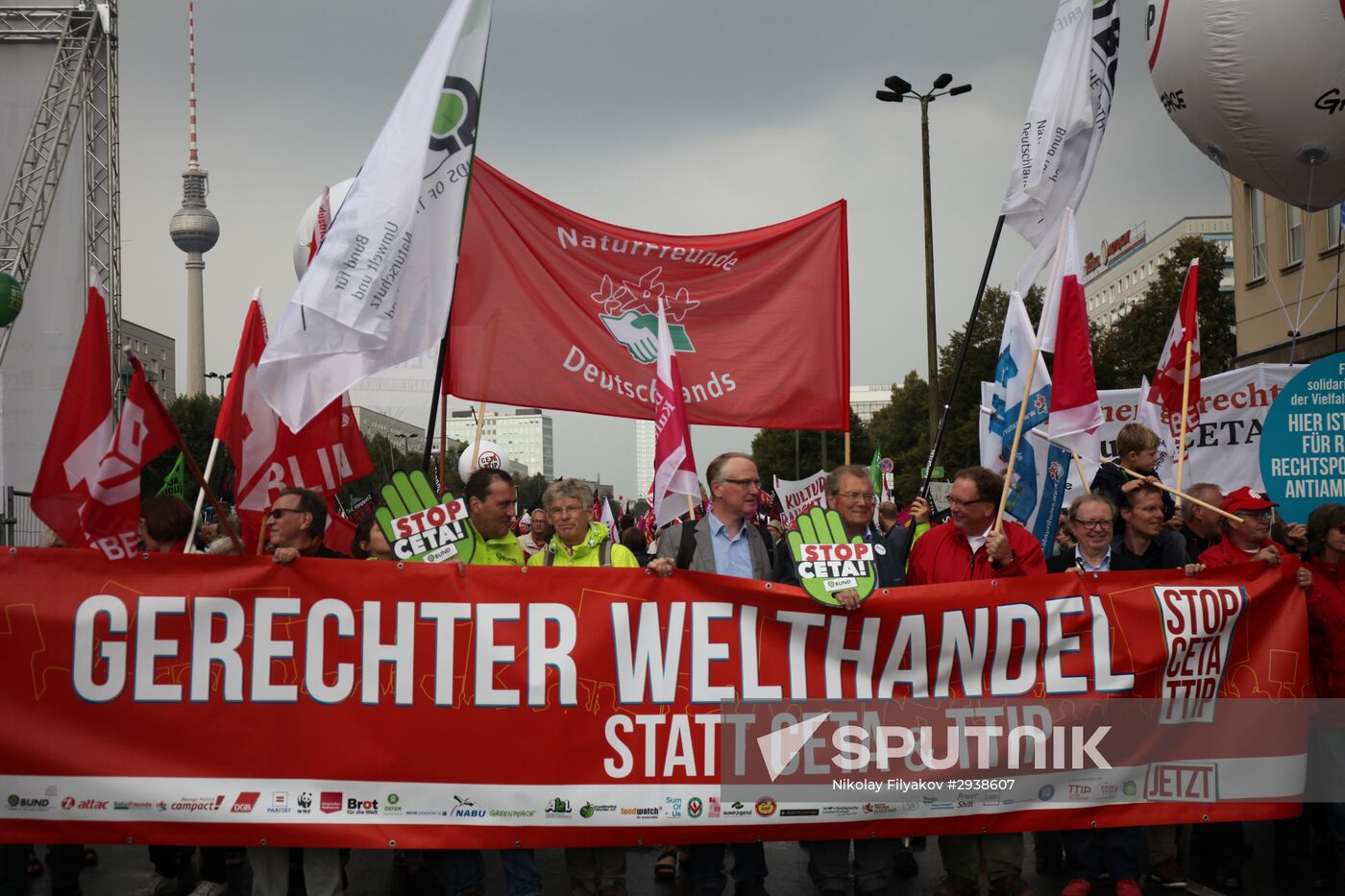 Protest rally against Transatlantic Trade and Investment Partnership (TTIP) in Berlin