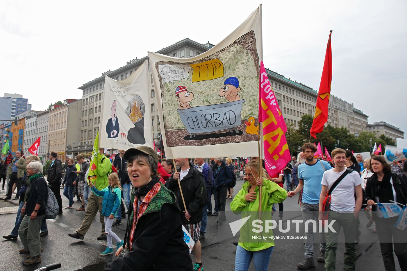 Protest rally against Transatlantic Trade and Investment Partnership (TTIP) in Berlin