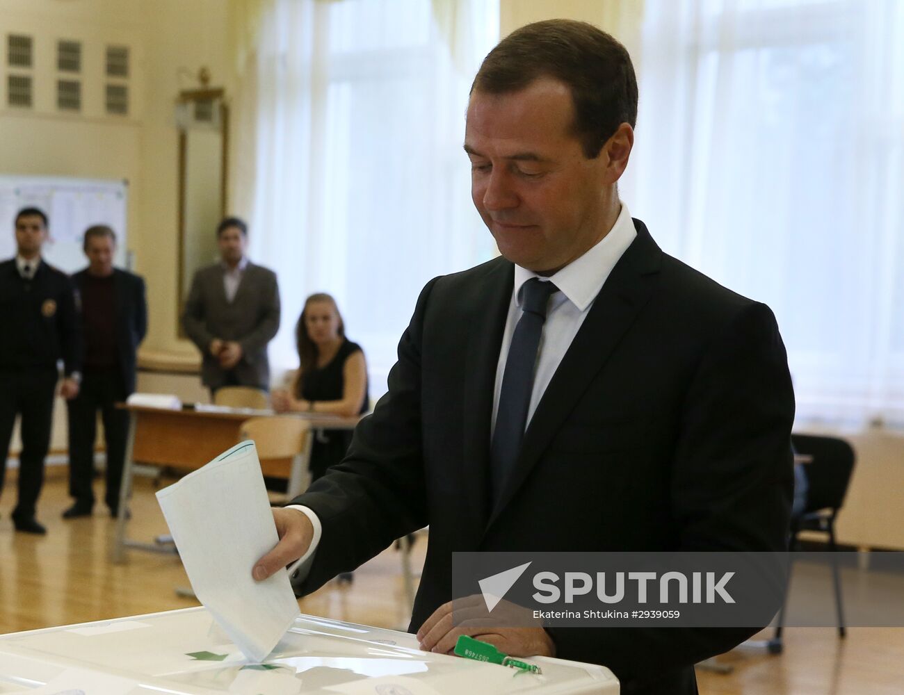 Prime Minister Dmitry Medvedev votes on general election day