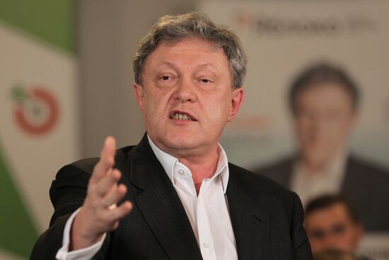 Yabloko party news conference following elections