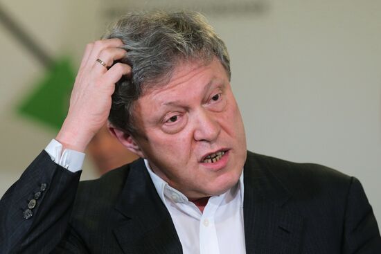 Yabloko party news conference following elections