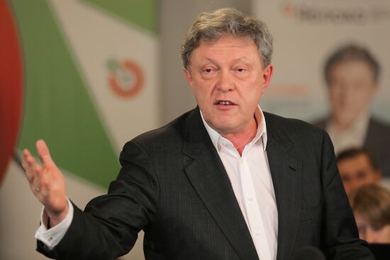 Yabloko party news conference following elections