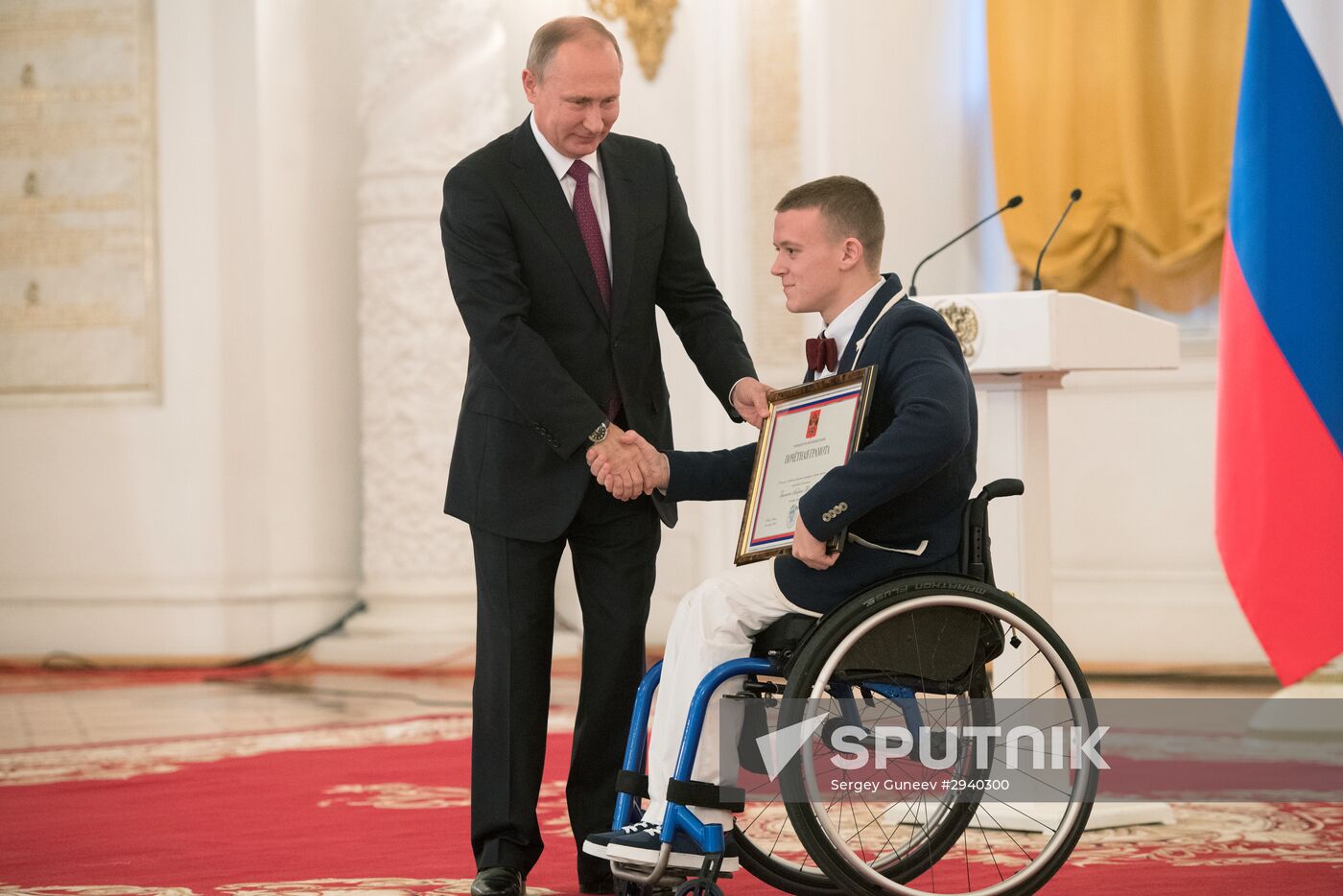 President Vladimir Putin meets with Russian Paralympic athletes in summer events