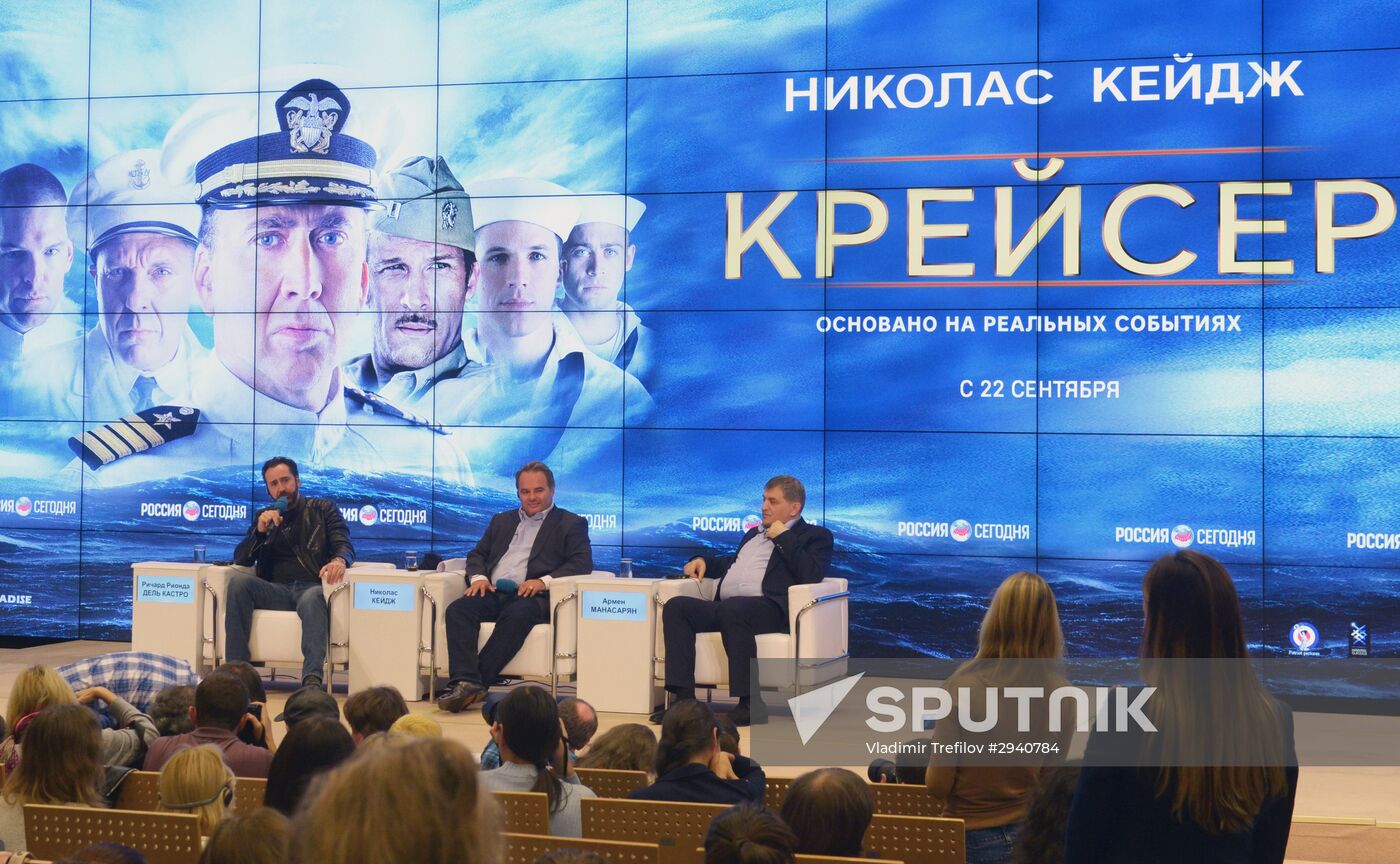 News conference with crew and cast of the movie "USS Indianapolis: Men of Courage"