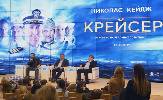 News conference with crew and cast of the movie "USS Indianapolis: Men of Courage"