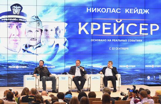 News conference with crew and cast of the movie "USS Indianapolis: Men of Courage"