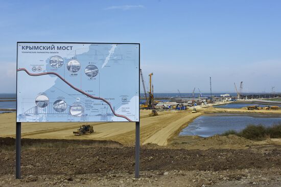 Kerch Strait bridge under construction in Crimea