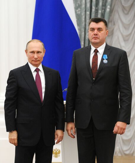 Ceremony of giving state decorations in Kremlin
