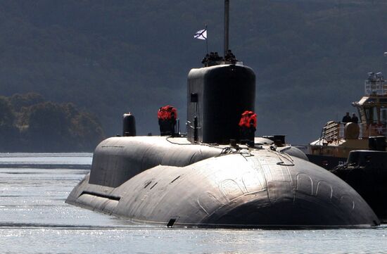 Vladimir Monomakh submarine anchors at its permanent Kamchatka base