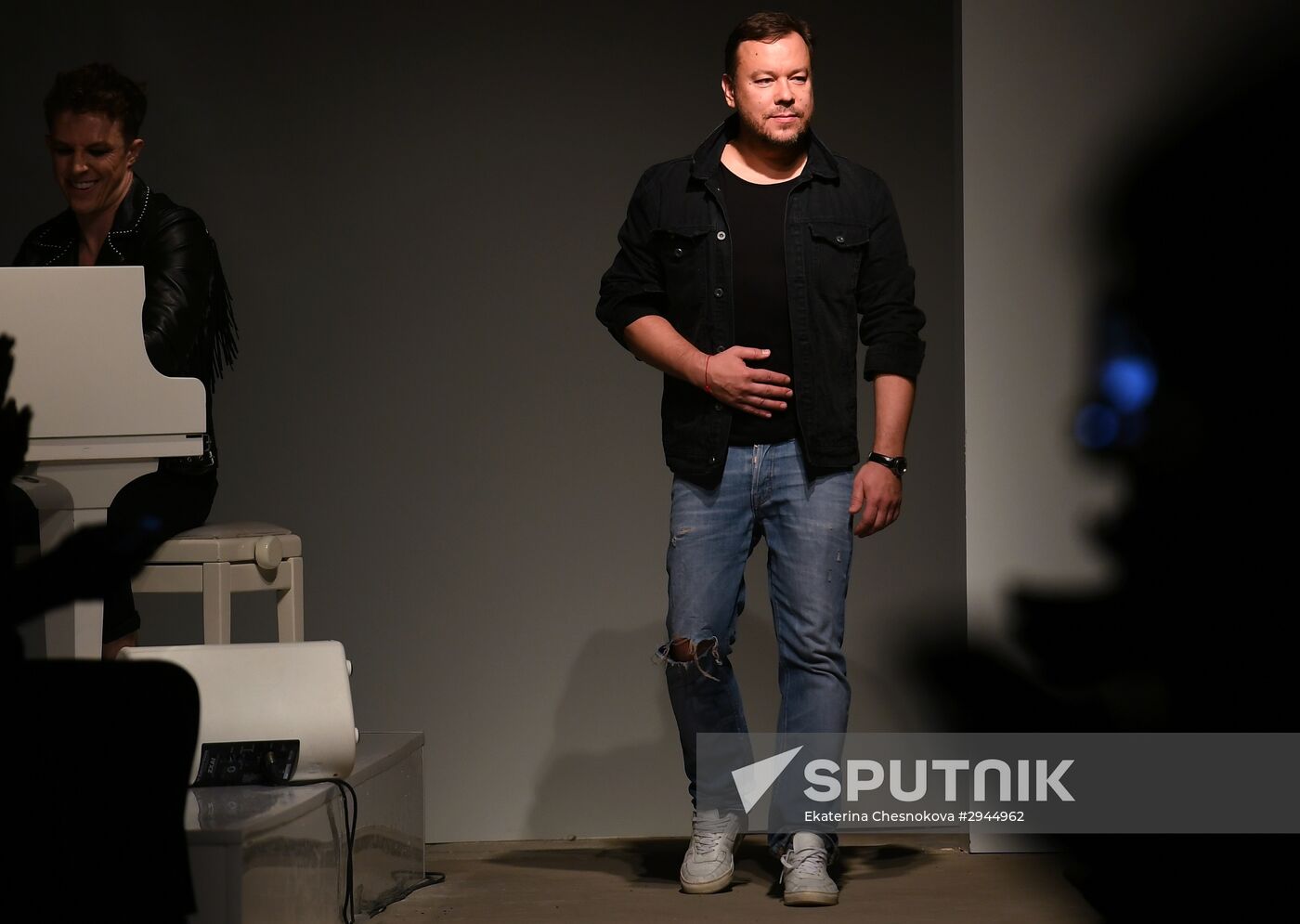 Fashion designer Igor Chapurin shows off his new collection