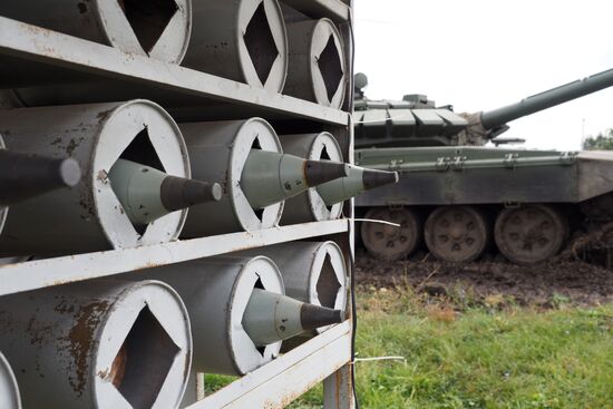 Exercises of tank units of a motorized-rifle infantry unit of the Russian South Military District