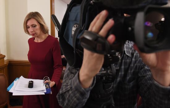 Russian Foreign Ministry Spokesperson Maria Zakharova's briefing on current foreign policy issues.