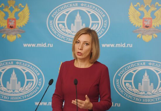 Russian Foreign Ministry Spokesperson Maria Zakharova at a briefing on current foreign policy issues.