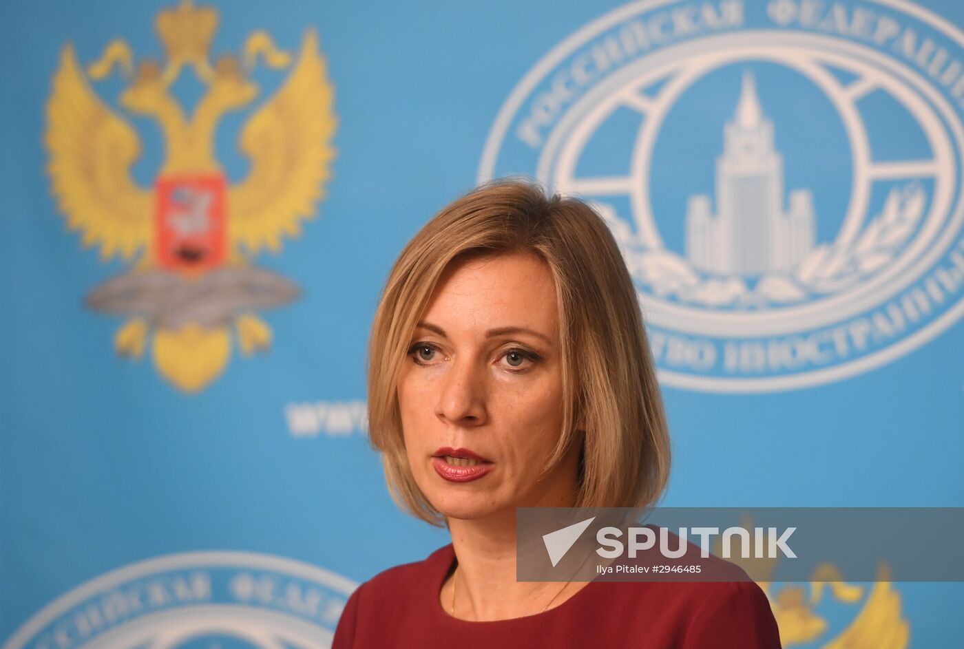 Russian Foreign Ministry Spokesperson Maria Zakharova at a briefing on current foreign policy issues.