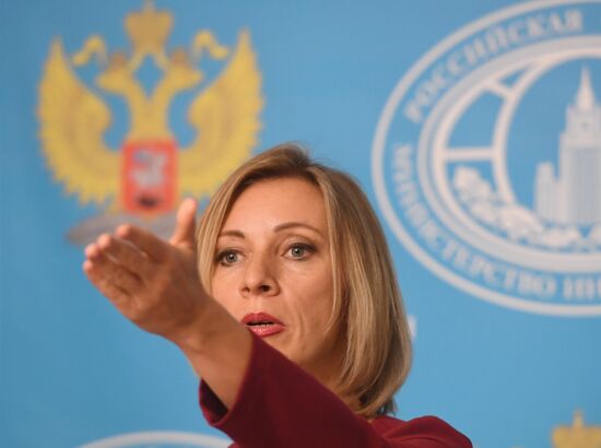 Russian Foreign Ministry Spokesperson Maria Zakharova's briefing on current foreign policy issues.