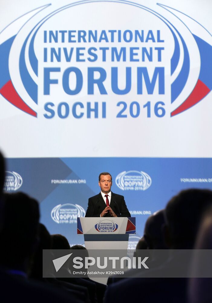 Prime Minister Dmitry Medvedev at Sochi International Investment Forum 2016