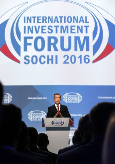 Prime Minister Dmitry Medvedev at Sochi International Investment Forum 2016