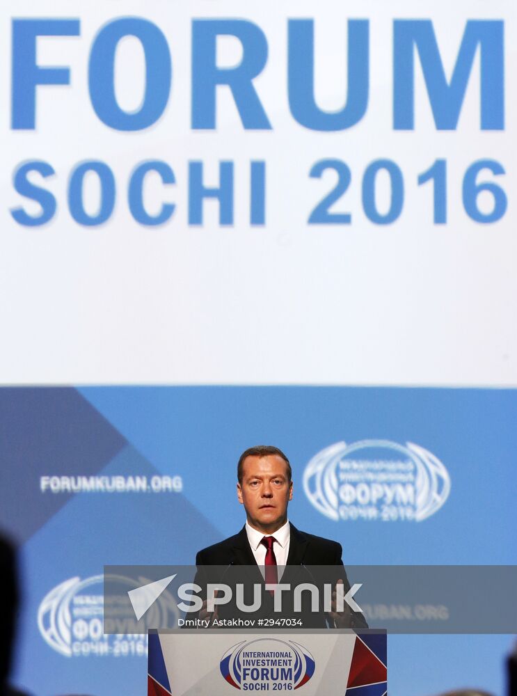 Prime Minister Dmitry Medvedev at Sochi International Investment Forum 2016