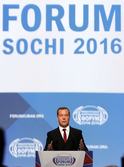 Prime Minister Dmitry Medvedev at Sochi International Investment Forum 2016