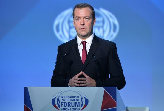 Prime Minister Dmitry Medvedev at Sochi International Investment Forum 2016