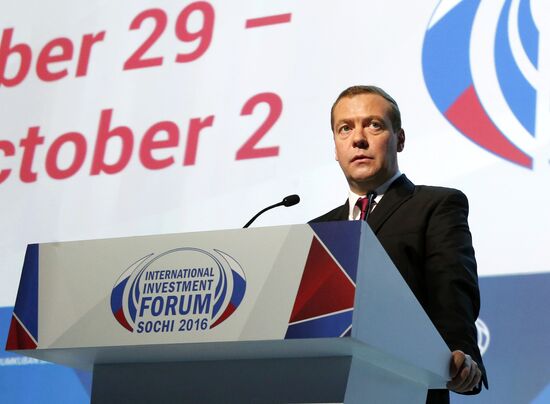 Prime Minister Dmitry Medvedev at Sochi International Investment Forum 2016