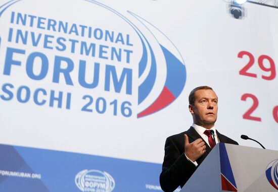 Prime Minister Dmitry Medvedev at Sochi International Investment Forum 2016