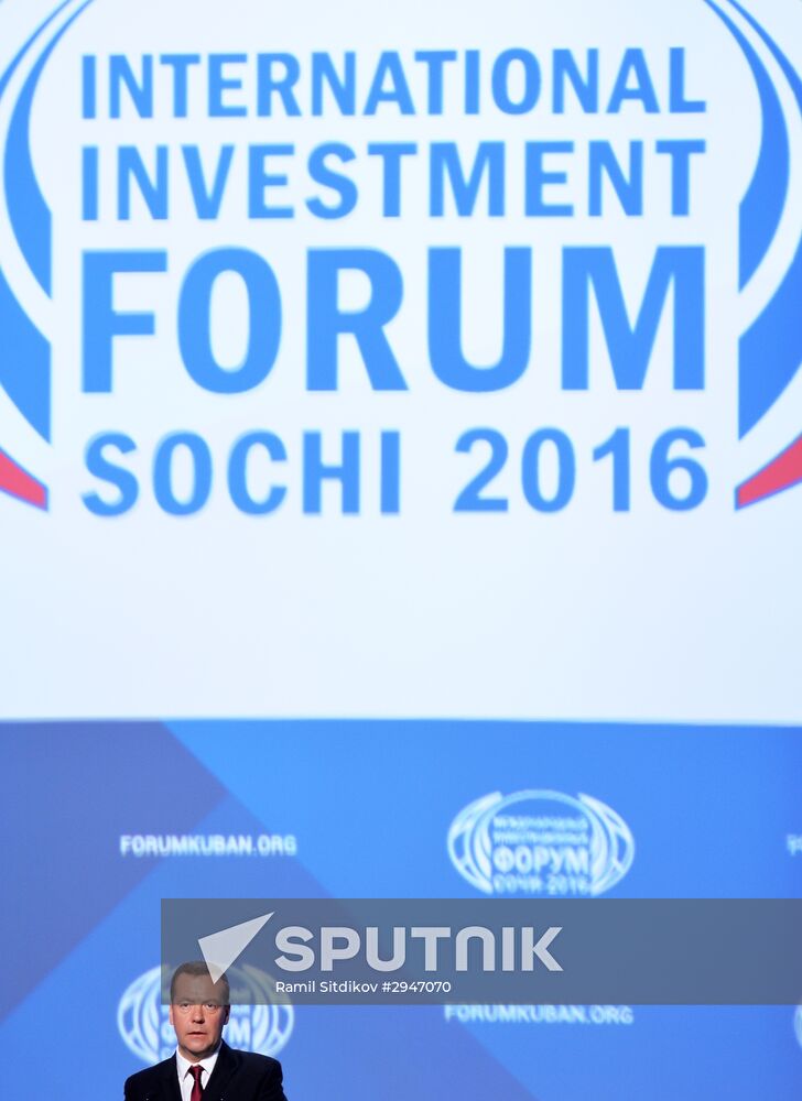 Prime Minister Dmitry Medvedev at Sochi International Investment Forum 2016