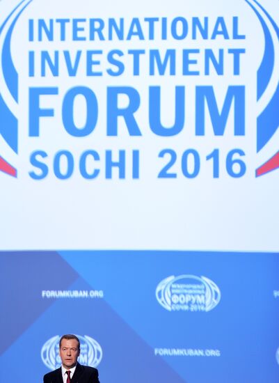 Prime Minister Dmitry Medvedev at Sochi International Investment Forum 2016