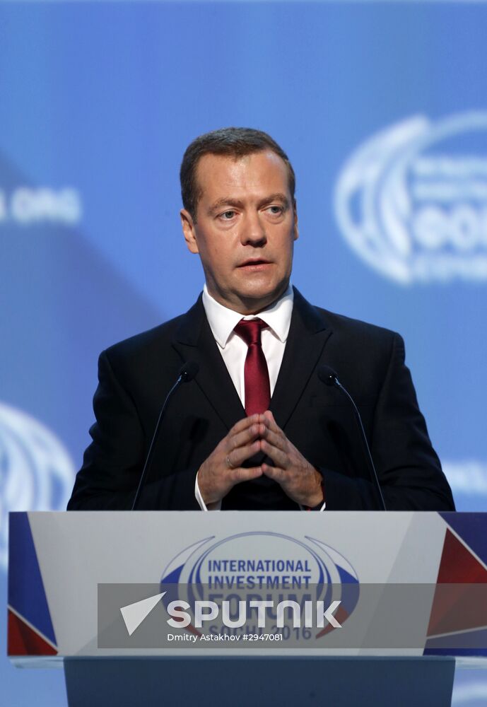 Prime Minister Dmitry Medvedev at Sochi International Investment Forum 2016