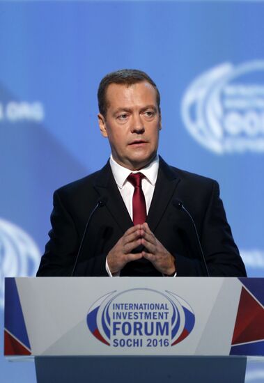 Prime Minister Dmitry Medvedev at Sochi International Investment Forum 2016
