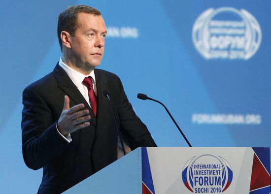 Prime Minister Dmitry Medvedev at Sochi International Investment Forum 2016