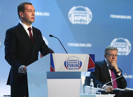 Prime Minister Dmitry Medvedev at Sochi International Investment Forum 2016