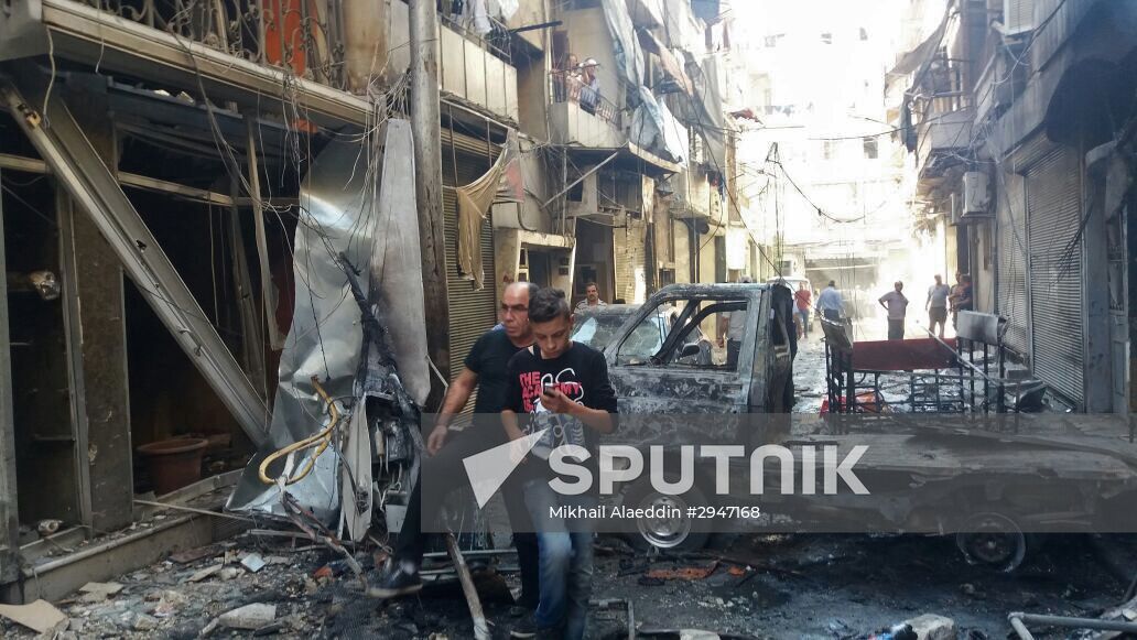 Aftermath of mortar shelling of Aleppo