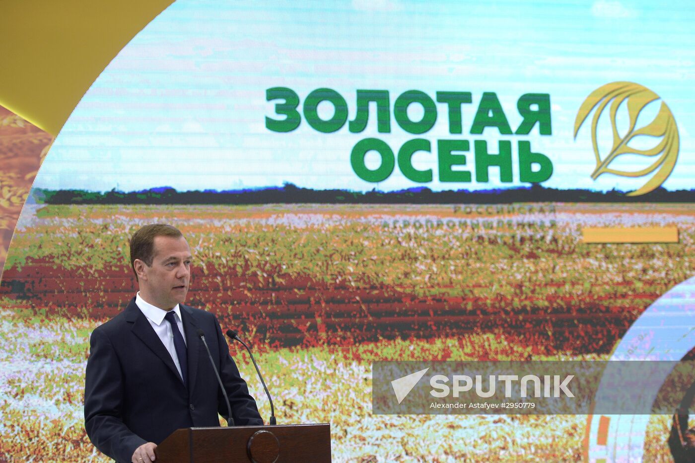 Prime Minister Dmitry Medvedev presents state awards to agriculture workers at Golden Autumn trade fair