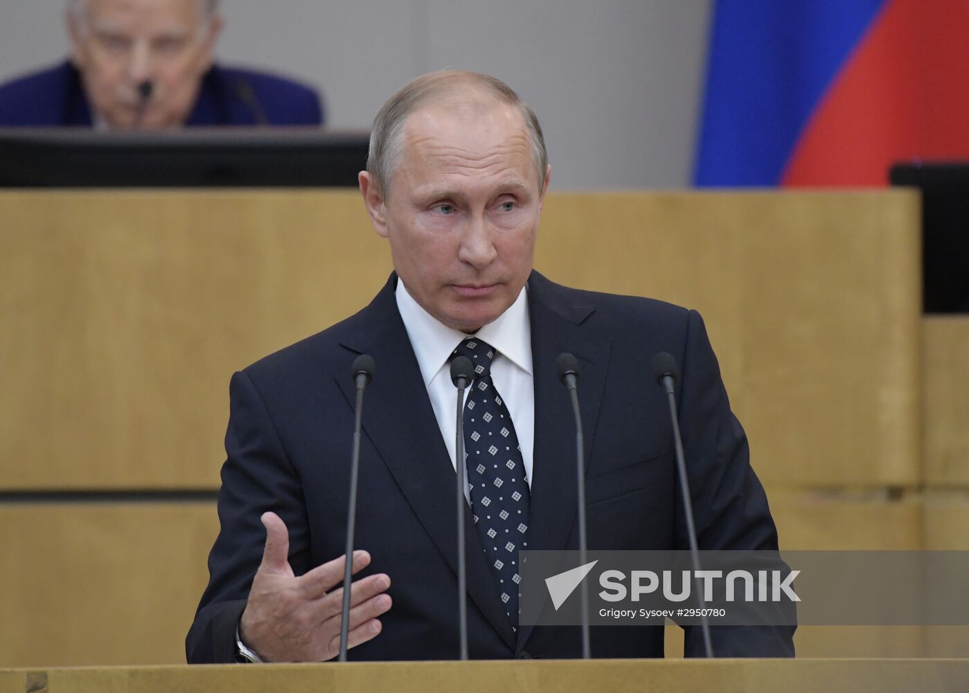 President Vladimir Putin at meeting of State Duma of 7th convocation