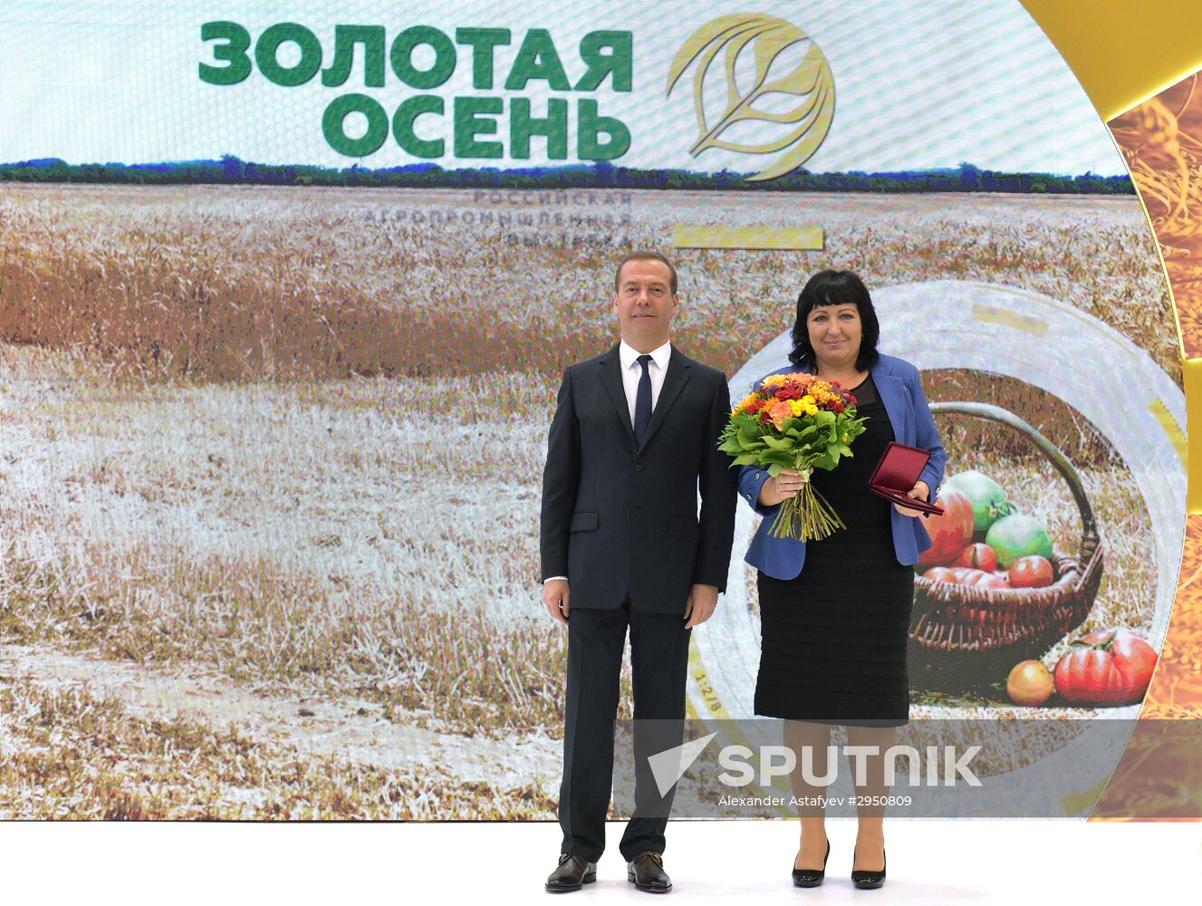 Prime Minister Dmitry Medvedev presents state awards at Golden Autumn exhibition