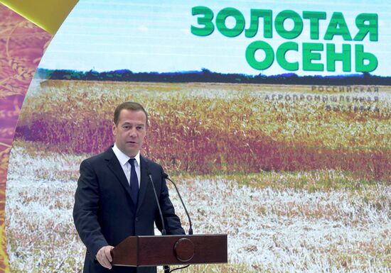 Prime Minister Dmitry Medvedev presents state awards at Golden Autumn exhibition